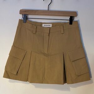 The Frankie Shop Tan Cargo Pleated Mini Skirt